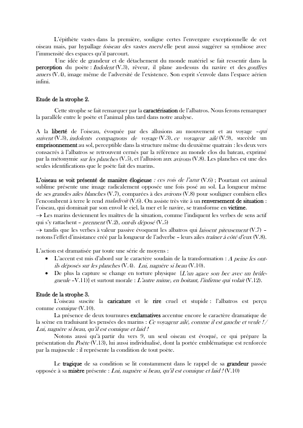 l%27albatros etude lin%C3%A9aire | StudenteHub